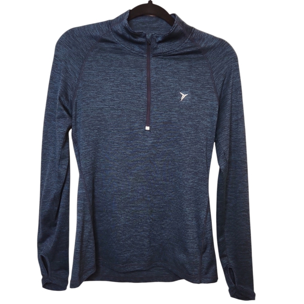 Old Navy Women's Blue/Black Semi Fitted Quarter Zip Active Shirt Size XS